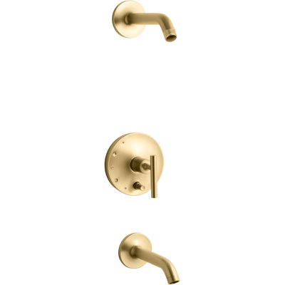 Ensemble de garniture de baignoire et de douche Purist Rite-Temp avec inverseur à bouton-poussoir et poignée à levier, sans pomme de douche