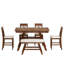 Ensemble de table de salle à manger 6 pièces à hauteur de comptoir en bois avec tablette de rangement, ensemble de table de cuisine avec banc et 4 chaises, style rustique-955727717-955727722