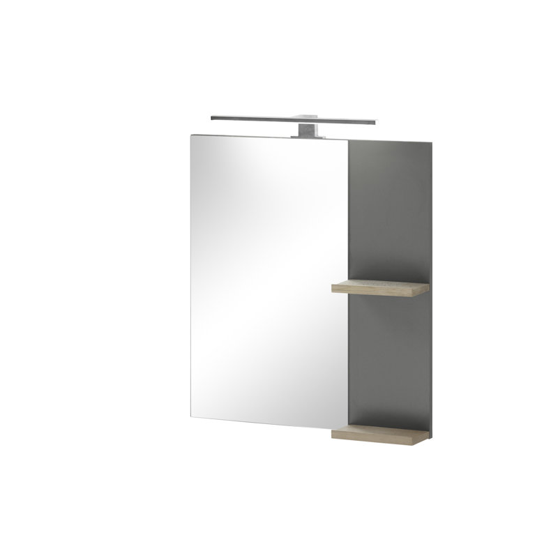 George-James Wood Flat Wall Mirror, 70cm H x 60cm W, Grey