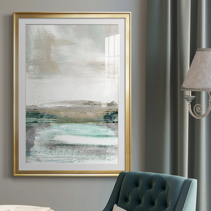 Summer Teal I - peinture sur toile encadrée, Or, H 26,5 po x l 36,5 po x P 1,5 po