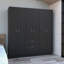 Armoire 6 portes, un tiroir, une tringle, sept tablettes intérieures, wengé noir / blanc - chambre à coucher