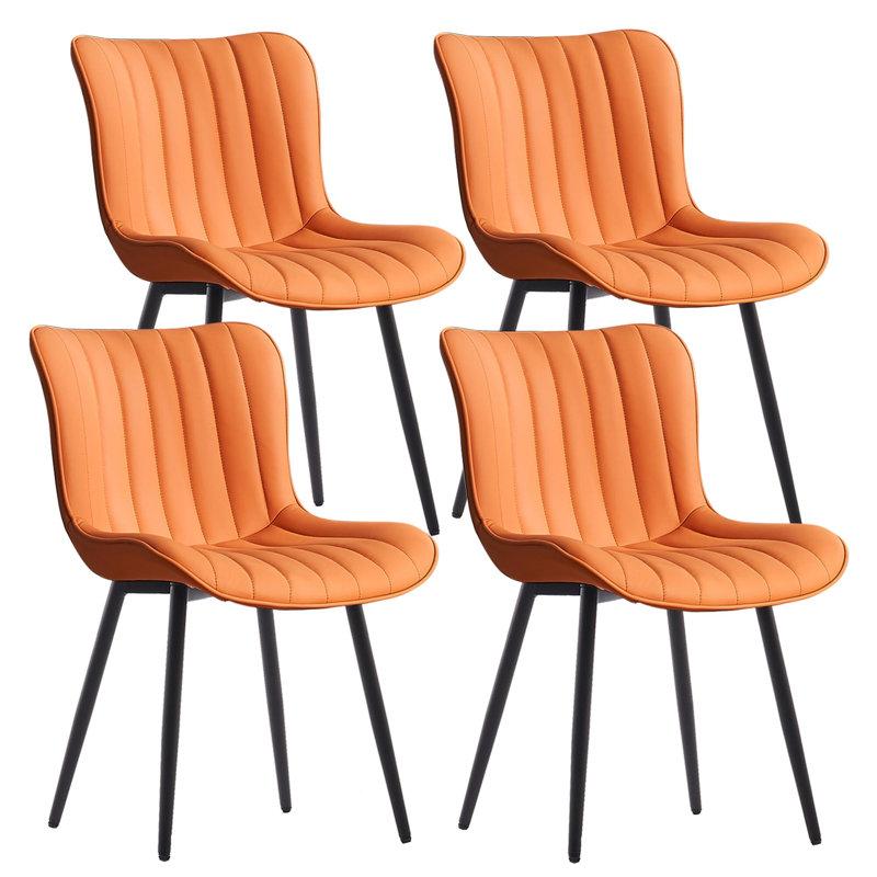 Chaises de salle à manger rembourrées en similicuir Heitger, Chameau