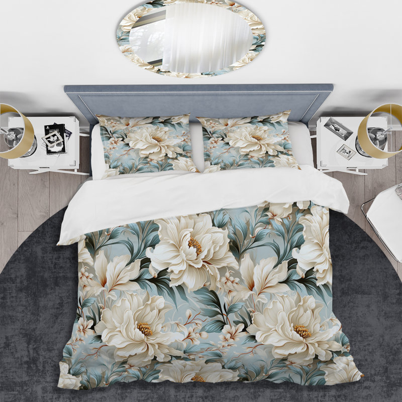 Ensemble de housse de couette Ethereal Rococo Flourish Victorian, Housse de couette simple + 1 taie décorative stan