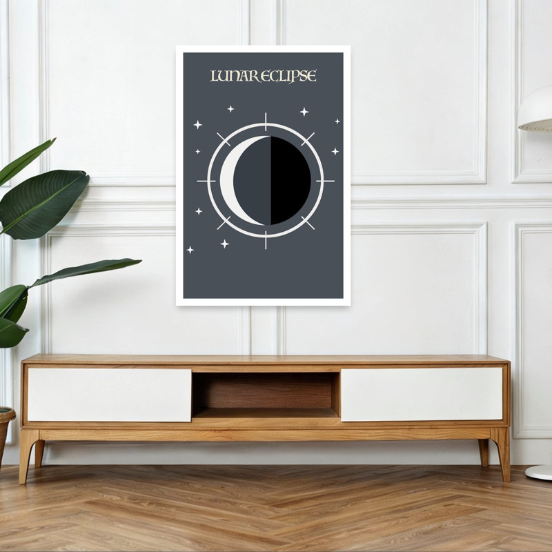 «Lunar Eclipse Night Minimalist Modern Abstract Landscape Nature», reproduction d'art murale, H 48 po x l 32 po