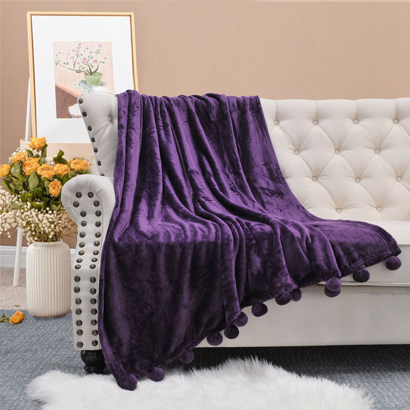 Knitted Throw Blanket, Blackberry Wine, 127cm W x 152.4cm L