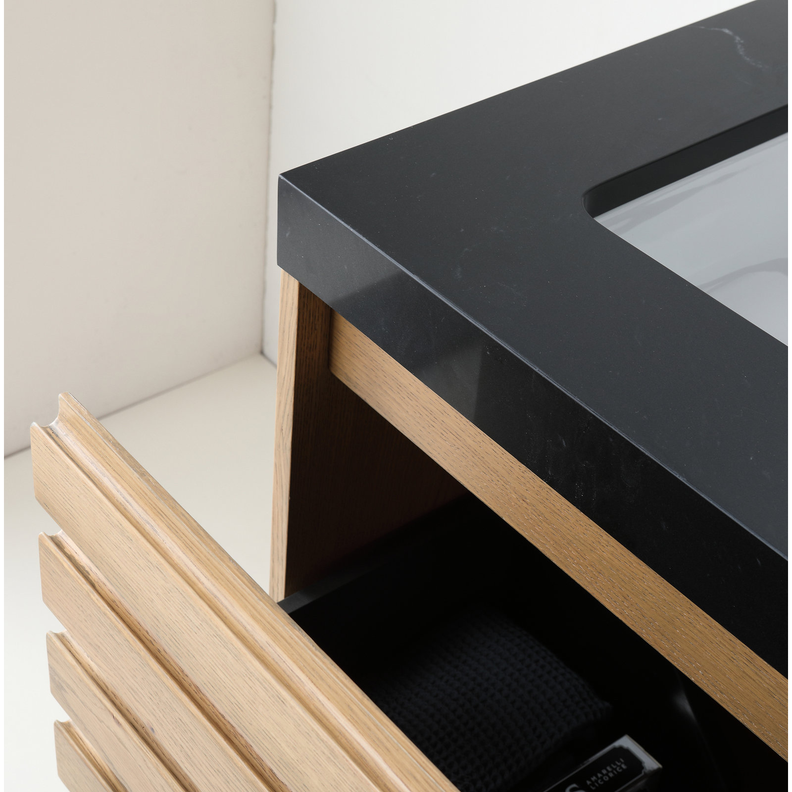 Heideman 36" Pecan Oak With Black Countertop, Tan, Black