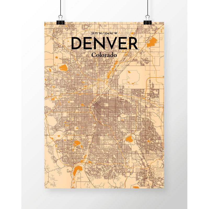 Denver City Map - No Frame Print, 91.4cm H x 61cm W x 0.1cm D