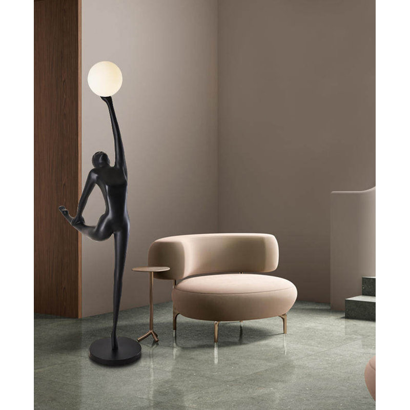 Blanc + verre noir + résine + lampes de plancher de forme libre en marbre