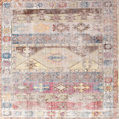 Tapis traditionnel gris / rouge / beige