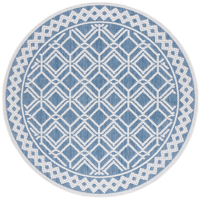 Keyiona Performance Machine Washable Geometric Indoor/Outdoor Area Rug, Round 6'7"