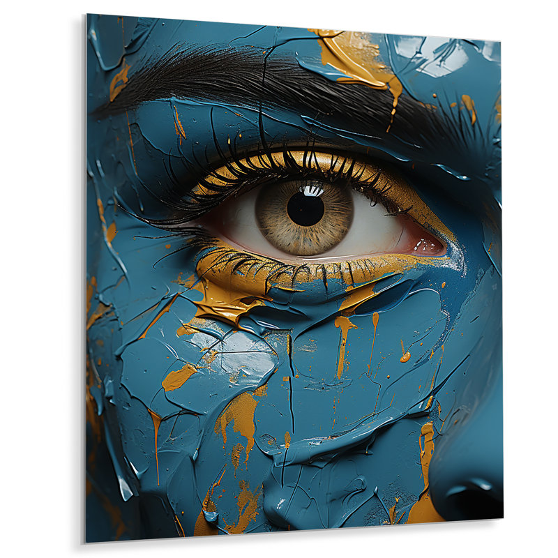 «Yellow and Blue Woman Eye Expressionism I - Eye», art mural en métal, H 40 po x l 30 po x P 1,5 po