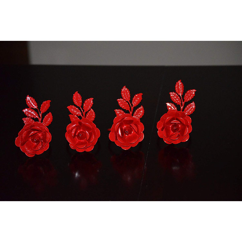 Rond de serviette fleur, Rouge