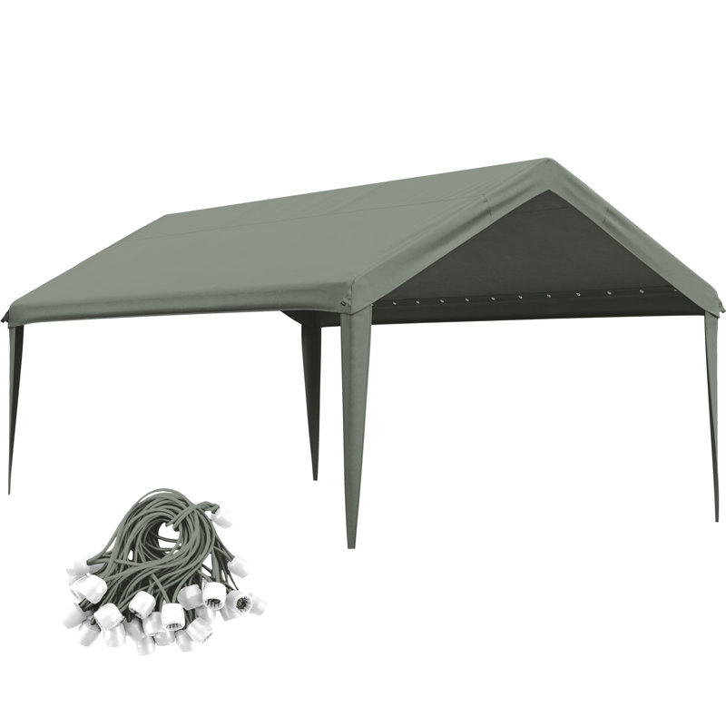 10 X 20 Ft Carport Canopy Cover Replacement With Bungees, 600D Oxford Fabric With PU Coating, Water-Resistant & UV Protection, Tear-Resistant, For Vehicle, Boat & Equipment Protection (Frame Not Included)