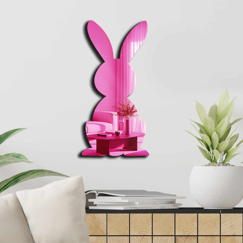 Élégant miroir décoratif pour Pâques, couleur rose, 9,4 po x 19,7 po | 100% PLEXIGLASS (épaisseur: 0,04 pouce) et 100% EVA (épaisseur: 0,4 pouce) | Bandes double face pour une présentation polyvalente | Parfait pour la décoration intérieure et les célébrations festives