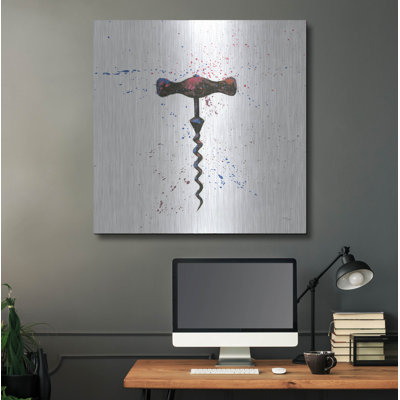 Luxe Metal Art 'Wine Splash Corkscrew 1' by Wellington Studio Metal Wall Art