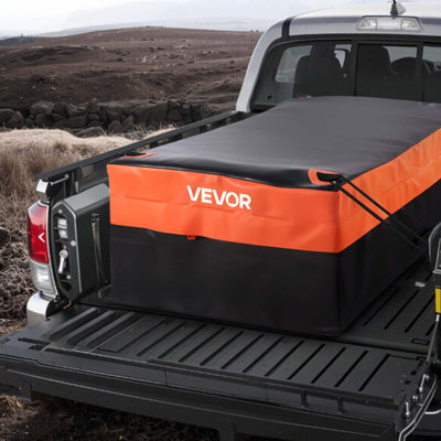 Sac de rangement pour camion, PVC imperméable 840D, 51,18 x 40,16 x 21,85 po (26 pieds cubes), sac de transport robuste pour lit de camion avec cordes élastiques, filet et mousquetons, convient à une variété de VUS et de camionnettes