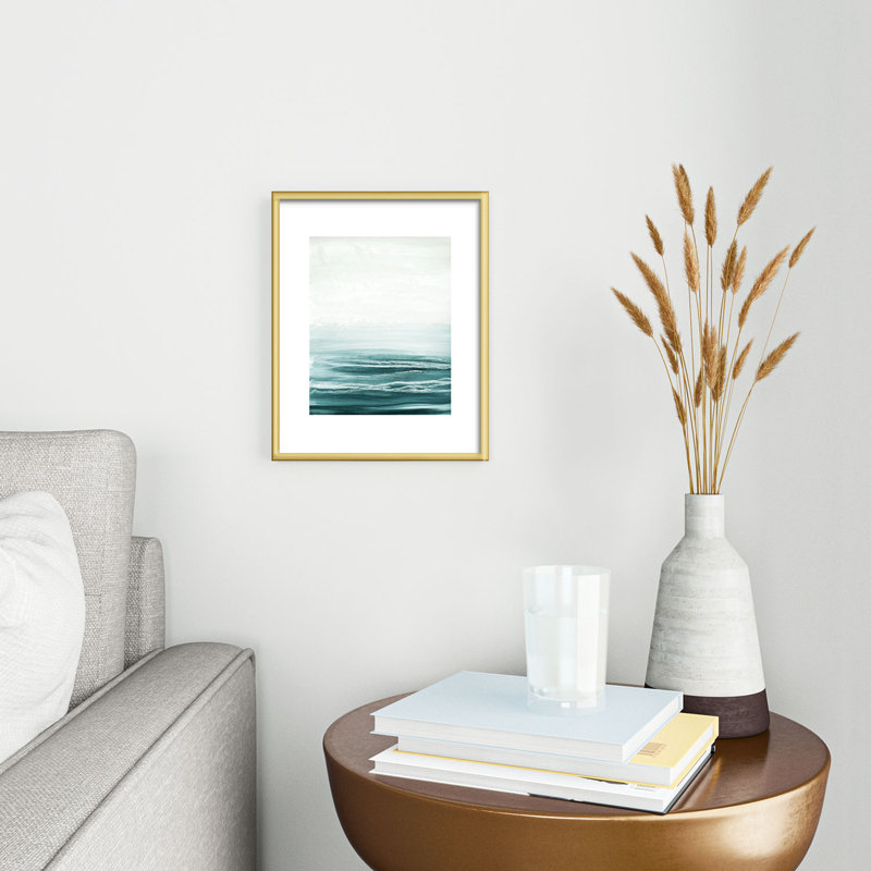 Iris Lehnhardt brumeux, mer émeraude, reproduction d'art encadrée, H 10 po x l 8 po, Or