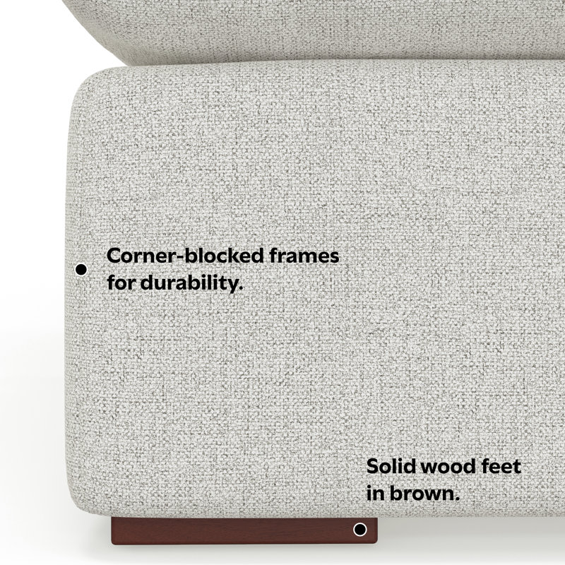 Maud 36"W Performance Fabric Ottoman in Cloud Grey