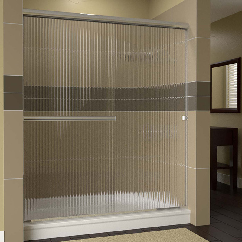 Lese 46" W x 70" H Bypass Semi-Frameless Shower Door, Rain, Polished Chrome