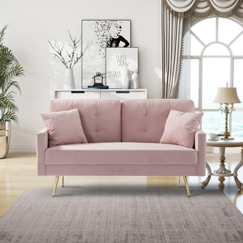 Causeuse en velours 61 po, Velours rose