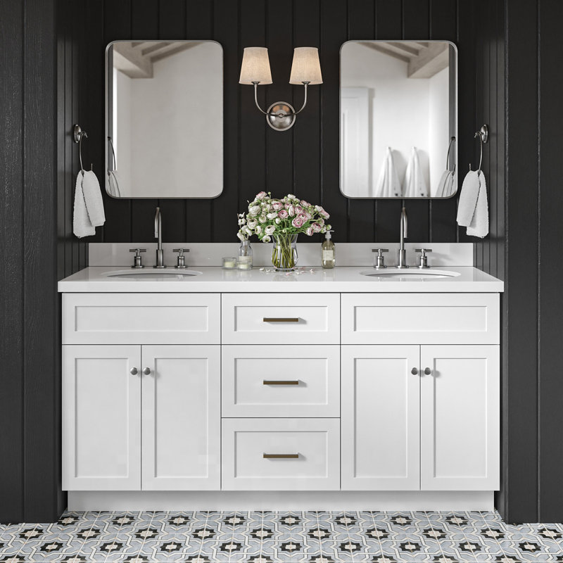 Abell 73" Double Bathroom Vanity Set, White, 73"