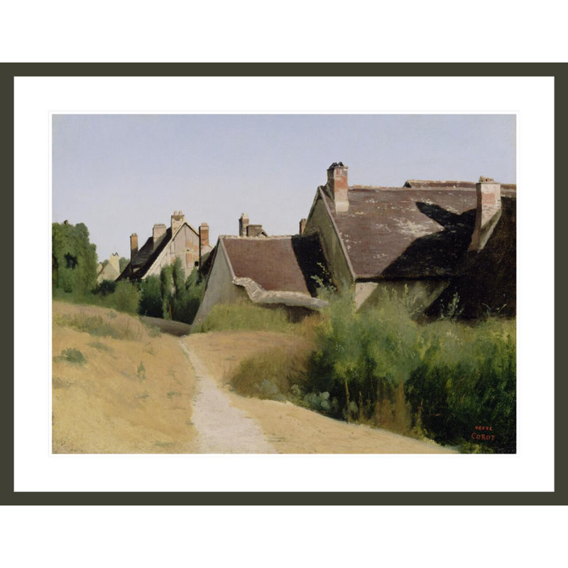 «Maisons près des Orléans» par Jean-Baptiste-Camille Corot, impression giclée encadrée, H 32,35 po x l 41,5 po