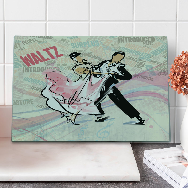 Ambesonne Modern Cutting Board Large Size Romantic Dancing Couple Words Multicolor