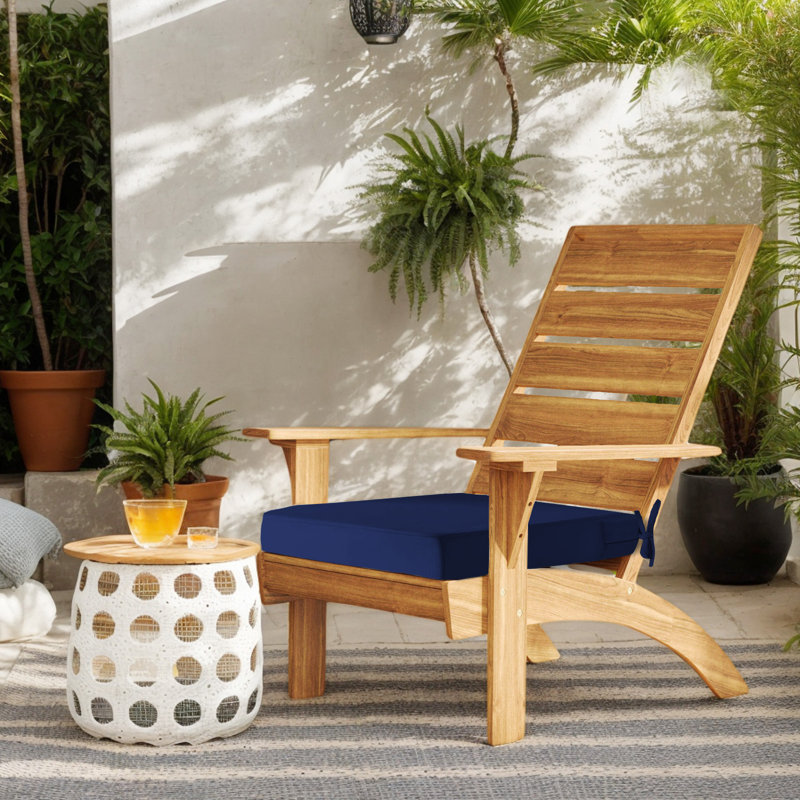Waterproof Outdoor Patio Chair Cushions (Set Of 4) - 4" Thick Square Seat Pads, Navy Blue