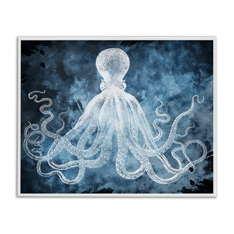 Tentacules enroulés, giclée, conception de Marcus Jules, H 11 po x l 14 po, Estampe numérique encadrée blanc bord de mer