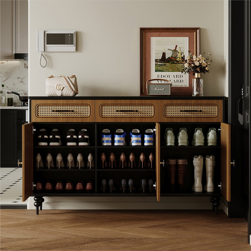 Clarkston 24 Pair Shoe Storage Cabinet, Brown/Black