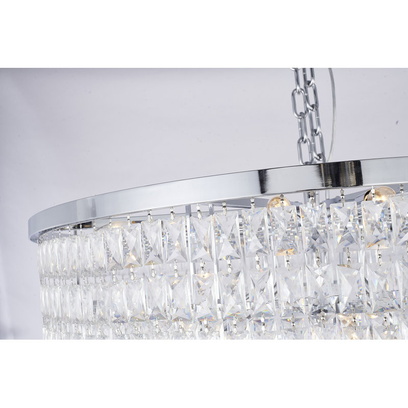 Creyton 27 Light Chandelier With Crystal Accents, Chrome