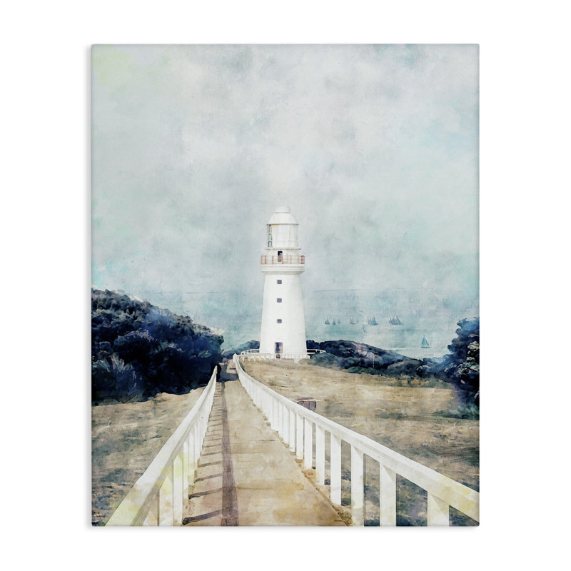 Phare blanc, promenade, Rocky Clif, par Ziwei Li, 926, H 40 po x l 30 po