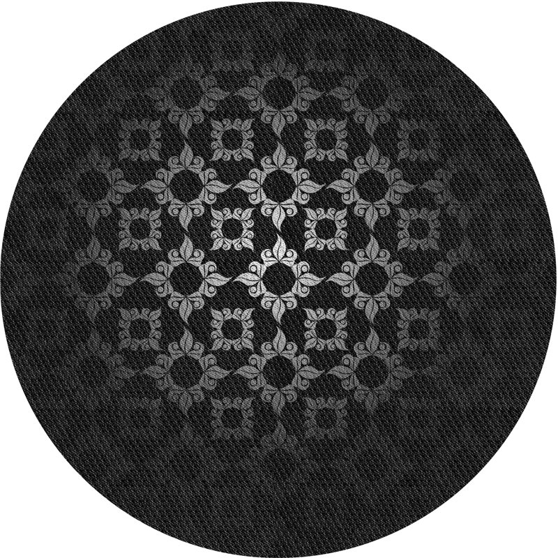 Tapis noir tissé à la machine, Rond 5 pi