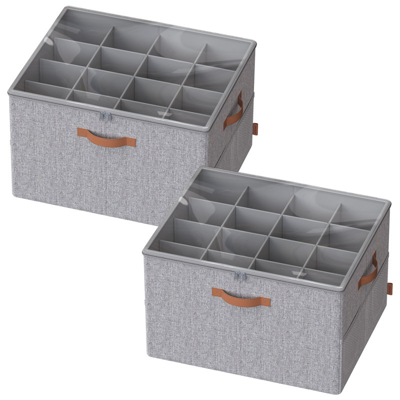 Boîtes de rangement pour chaussures, paquet de 2 rangements pour placard, convient à 32 paires, personnalisable, Paquet de 2