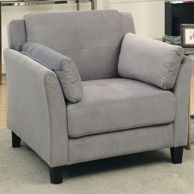 Fauteuil capitonné en polyester 36 po Marcellus, Gris