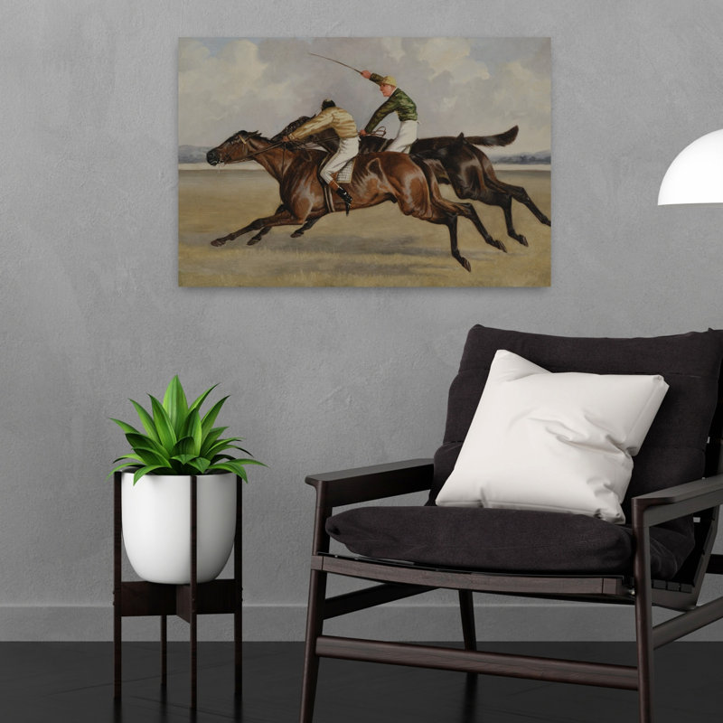Horse Race Finish Classic Contemporary Horse Wall Art Print 1 Piece Wrapped Canvas Wall Art, 40.64cm H x 60.96cm W