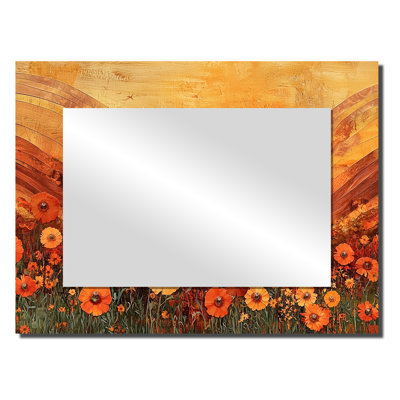 «Wildflowers Farm Landscape Of Autumn River II», art mural traditionnel miroir décoratif