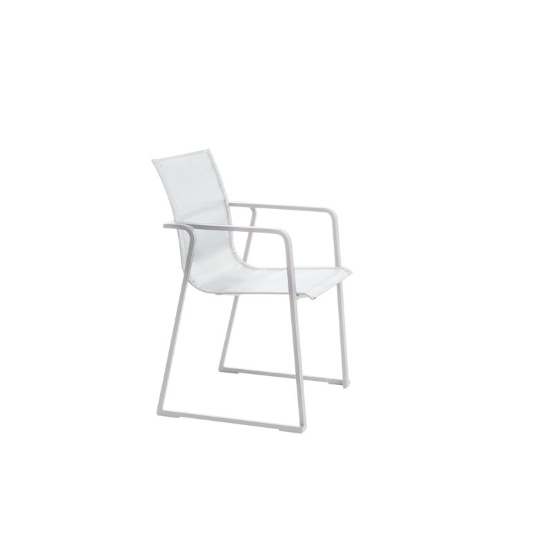 Fauteuil de salle à manger Muze, Cadre blanc / filet blanc