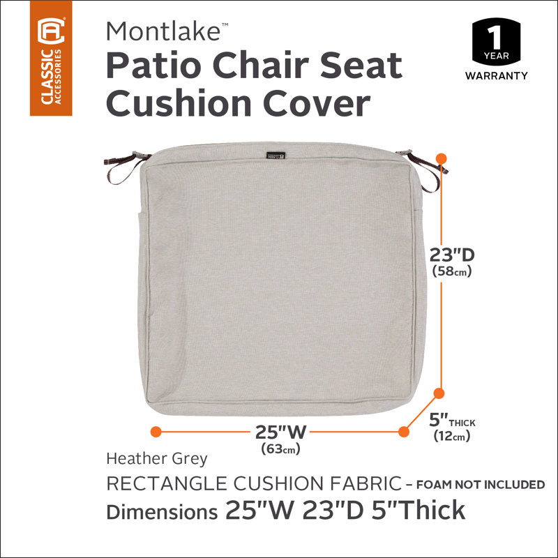 Ayvion Outdoor Patio Chair Cover, 5" H x 25"W x 23"D, Heather Gray