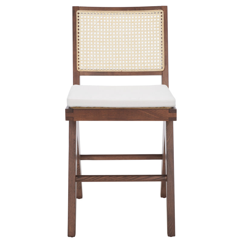 Colette Rattan Barstool, Short Stool (22.1" Seat Height), Walnut/Natural