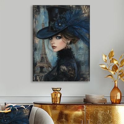 Dame chic à Paris près de la Tour Eiffel - salon art mural femme cabaret