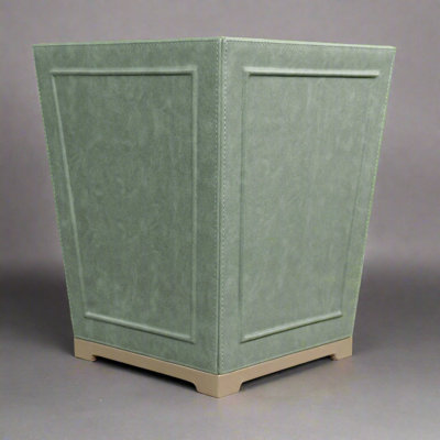 Vintage Moss Green Leather Bin