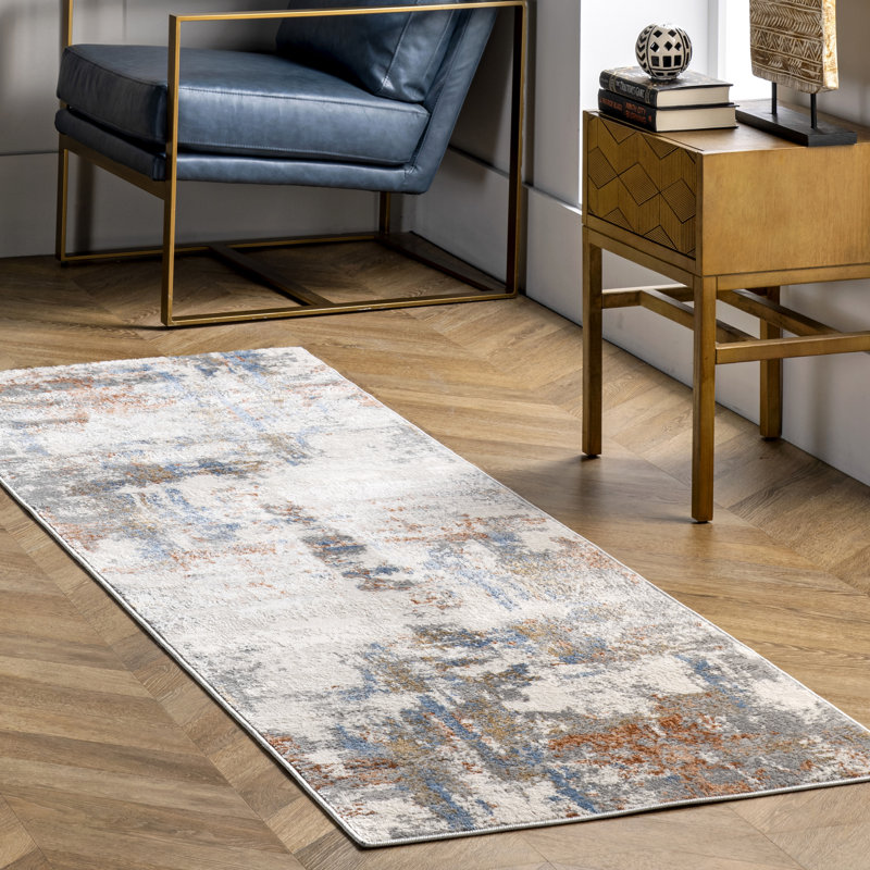 Tapis gris/blanc, Tapis de couloir 2 pi 8 po x 8 pi