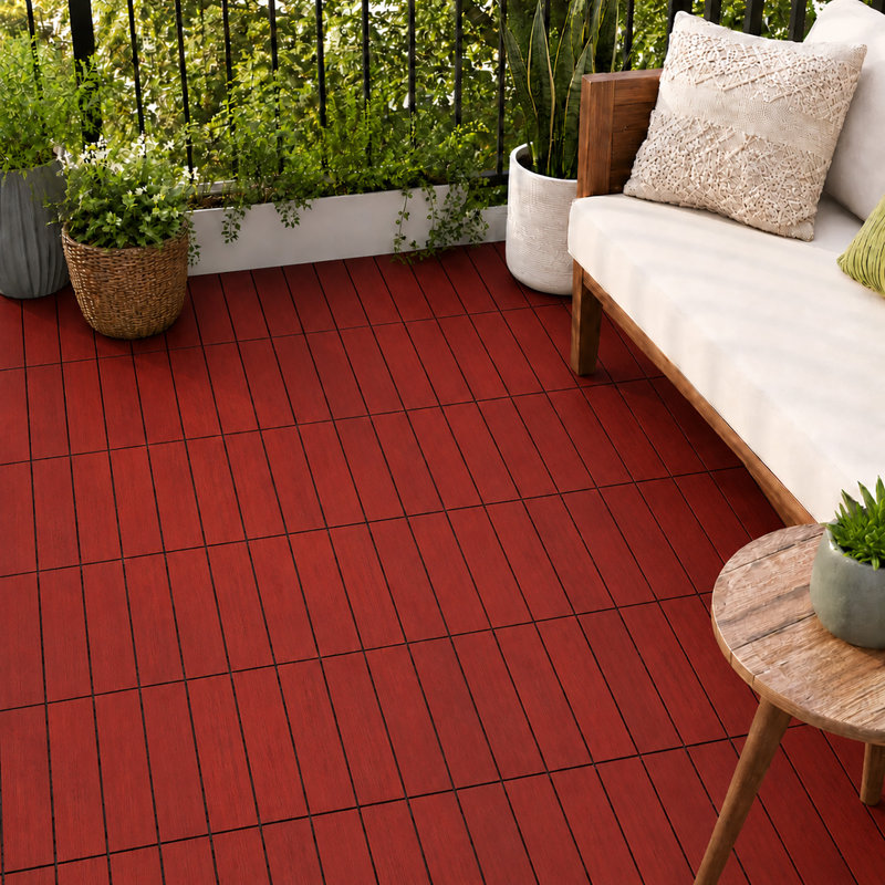 Carreau de terrasse en bois 12 po x 12 po, Rouge