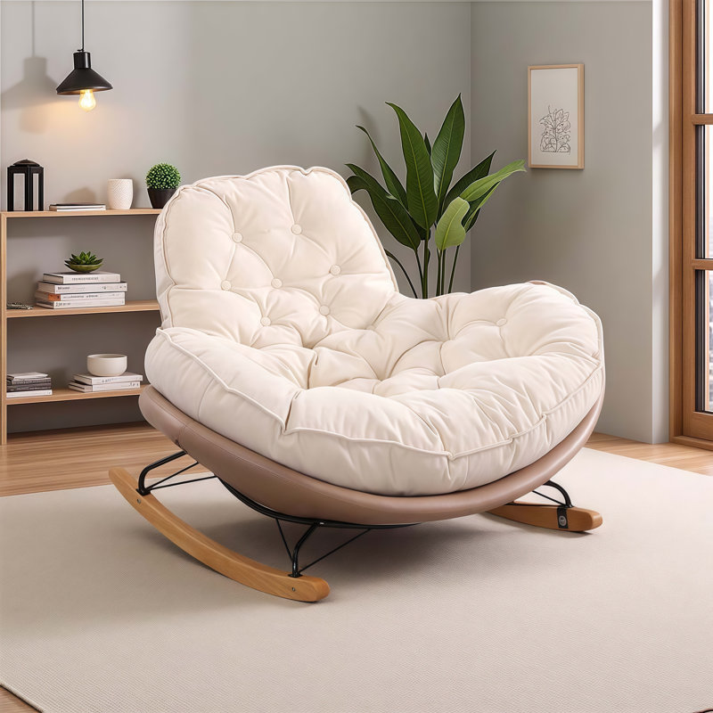 Chaise berçante rembourrée Kimbro, Café clair