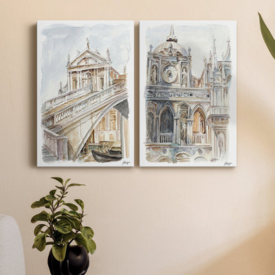 " UA CH Architectural Watercolor I " 2 - Pieces Painting Print