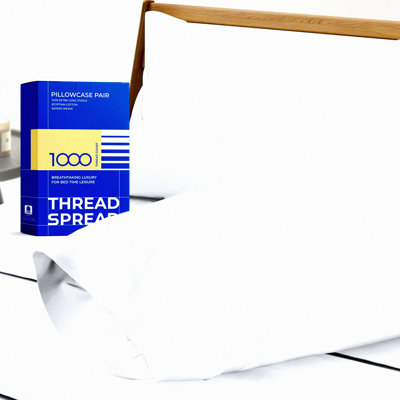 Luxury Cotton Dream Pillowcase Set - 1000 Thread Count, Soft Sateen Weave, Bright White Queen Pillow Covers - Set of 2, Long-Staple Quality Bedding