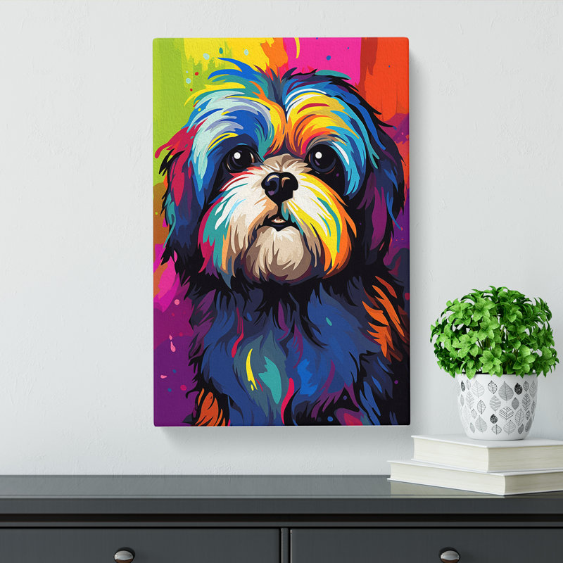 Shih Tzu Pop Art - Wrapped Canvas, 50cm H x 35cm W x 3cm D