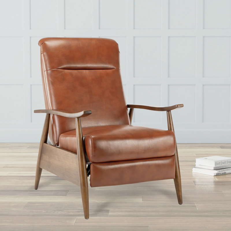 Fauteuil inclinable à accoudoirs en bois, Caramel