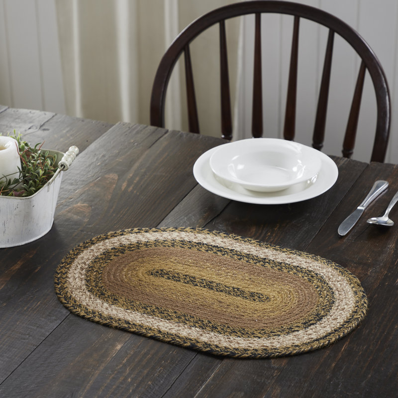 Kettle Grove Jute Geometric Oval Placemat, 18" L x 12" W